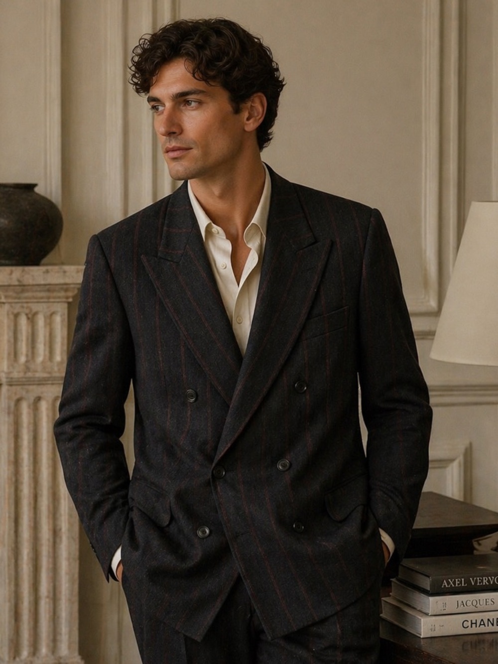 Corneliani Italian Wool and Cashmere Double Breasted Blazer EU 52 R / US 42 R